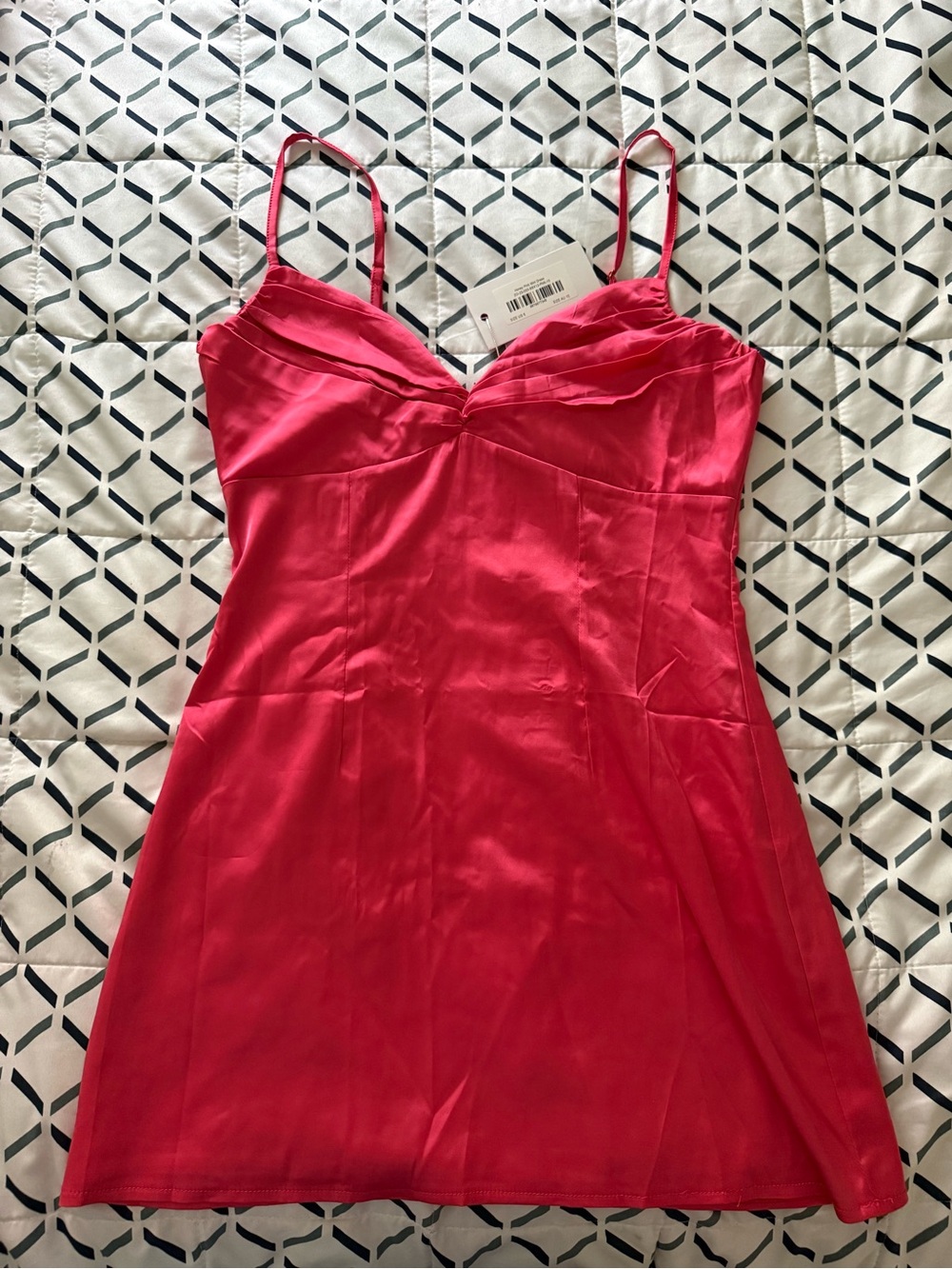 Beginning Boutique Hot Pink Satin Mini Slip Dress